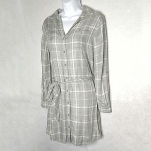 Banana Republic long sleeve shirt dress gray pla 8